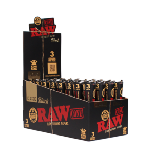 RAW Black King Cones (3-pack) Display